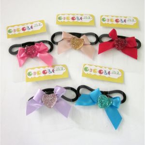 Crystal Heart w/ribbon hair tie
