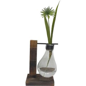 JK37-17 : Propagation station /  Wooden holder light bulb vase - single 