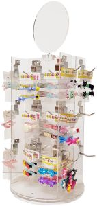 rotating plastic jewelery stand w/metal hooks