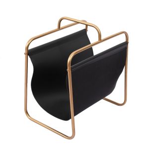 L125 : Dickson modern faux leather brass metal frame magazine holder **SOLDOUT UNTIL FURTHER NOTICE**