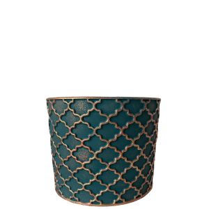 LS202-EG: Imperial Gold pattern round cement planter pot - H11cm - Emerald Green 