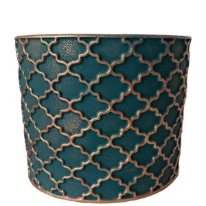 LS204-EG : Imperial Gold pattern round cement planter pot - H20cm - Emerald Green 