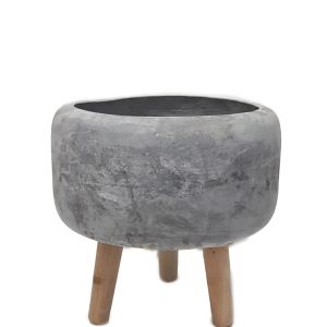 LS27-3WG : Soren cement wooden leg planters H27cm - stone grey 