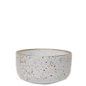 LS728A-W : Lars speckled wide round cement planter pot - D15xH8cm - white