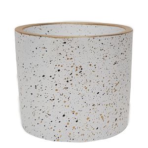 Lars speckled round cement planter pot - H20cm - White **SOLDOUT**