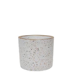 LS728Z-W : Lars speckled round cement planter pot - H11cm - white  **SOLDOUT - DISCONTINUED**
