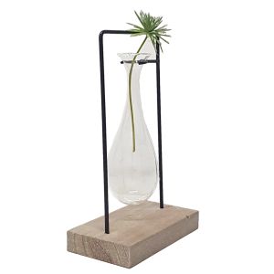 LW248-18 : Jennifer propagation station / single teardrop glass vase metal stand