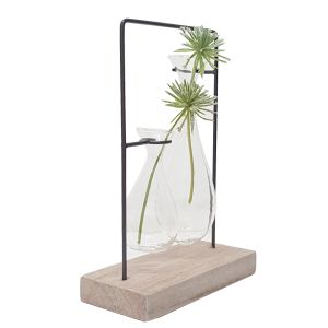 LW248-19 : Jennifer double teardrop glass vase metal stand