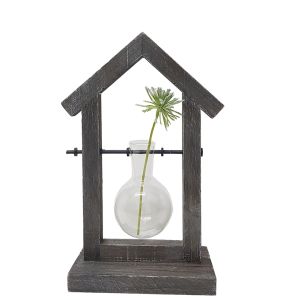 LW270-1 : Wooden house propagation stand / single vase holder **SOLDOUT UNTIL FURTHER NOTICE**