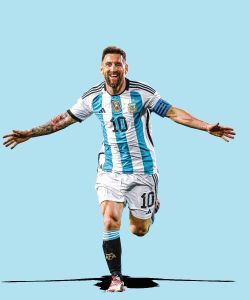 AG219 : 40x50cm Mounted Print : Messi Argentina - Flying Celebration
