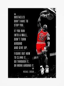 AG209 : 40x50cm Mounted Print : MJ - Obstacle Quote