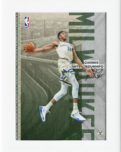 AG087 : 40x50cm Mounted Print - GIANNIS DUNK SIGNATURE 