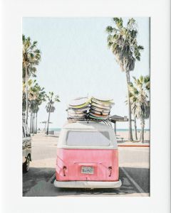 AG024 : 40x50cm Mounted Print - PINK CAMPER