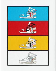AG143 : 40x50cm Mounted Print - 4 x JORDAN SHOES