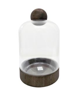 Helga Glass Atrium with Dark Wooden Base & Ball (H37cm)