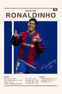 AG220 : 40x50cm Mounted Print : Ronaldinho - Barcelona