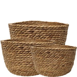 SG-B4629 : set/3 Paco round storage basket - natural 