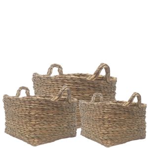 SG-LY002 : Set/3 Sven Square Storage baskets w/handle - natural (hyacinth)