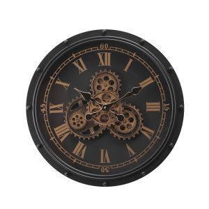 D50cm Round Anton exposed moving gear Wall Clock - Black 