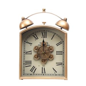 Chrysler Bedside Table Moving Cogs Clock - Gold