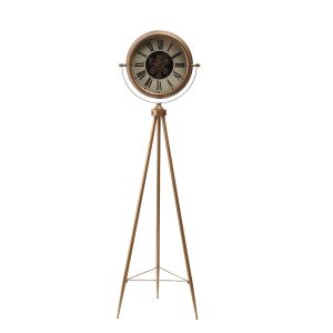 H150cm Round Victor Tripod Exposed Gear Movement Clock - Gold