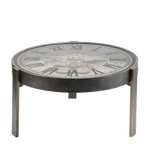 2 in 1 D80cm Round Vasco Map moving cogs wall clock side table - Silver w/Gold Wash **AVAILABLE LATE SEPTEMBER 2025**