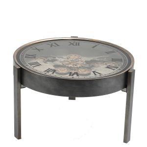 2 in 1 D60cm Round  Vasco Map moving cogs wall clock side table  - Silver w/Gold Wash **AVAILABLE LATE SEPTEMBER 2025**