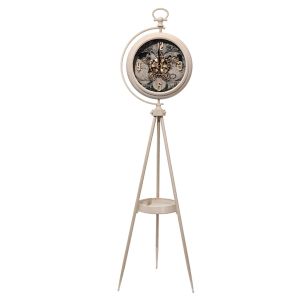 H192cm Tripod Magellan Map Industrial Exposed Moving Gear Clock - White / Beige