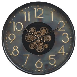 D60cm Round Metz Moving Cogs Wall Clock - Metallic Black