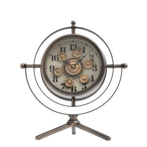 Saturn Bedside Table Moving Cogs Clock - Charcoal