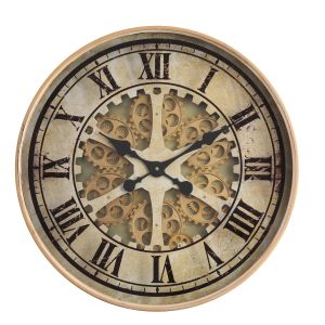 TQ-Y616 : D60cm Ragnar round exposed gear movement wall clock - Gold