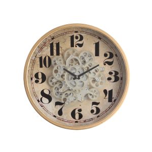 TQ-Y618 : D47cm Henri Modern Round Industrial Exposed Gear Movement Wall Clock - gold wash 