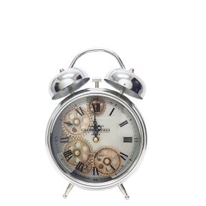 TQ-Y629C : Newton bell exposed gear movement bedside clock - silver