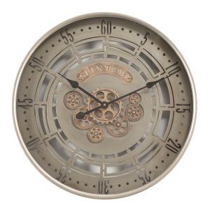 TQ-Y664 : D60cm Round Spin Time Modern Exposed Gear Movement Wall Clock - Grey **SOLDOUT UNTIL FURTHER NOTICE**