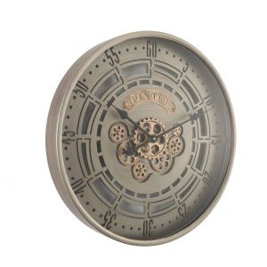 TQ-Y664-1 : D60cm Round Spin Time Modern Exposed Gear Movement Wall Clock - Grey **SECOND - SCRATCH/DINT/MARKS**