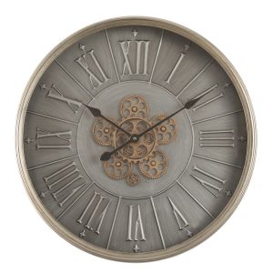 TQ-Y666-1 : D60cm Round George Modern Exposed Gear Movement Wall Clock ?? Grey  **SECOND - SCRATCH/DINT/MARKS*