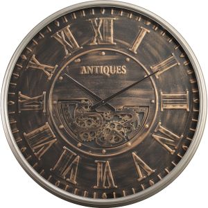 TQ-Y668 : D103cm Round Antique Roman Exposed Gear Movement Wall Clock - Bronze w/black wash 