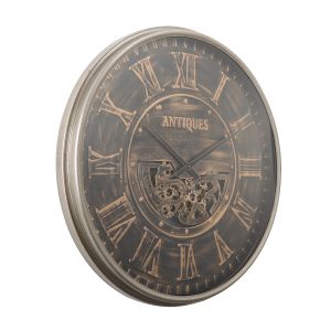 D103cm Round Antique Roman Exposed Gear Movement Wall Clock - Bronze w/black wash **SECOND - SCRATCH/DINT**