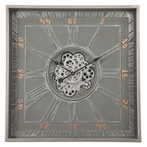 TQ-Y669 : 80x80cm Square Gareth Exposed Gear Movement Wall Clock - Grey