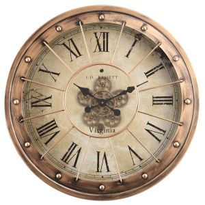 D80cm Round Basset industrial exposed gear movement wall clock - Copper **AVAILABLE MID SEPTEMBER 2025**