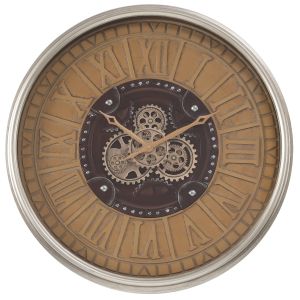 TQ-Y677 : D80cm Round Persian Exposed Gear Movement Wall Clock - Rustic wash