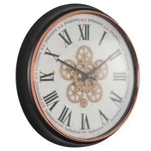 TQ-Y683-1 : D53cm Round Domonique exposed gear movement wall clock - Rose Gold w/Black **SECOND - SCRATCH/DINT**