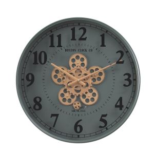 TQ-Y686 : D50cm Henri Modern Round Exposed Gear Movement Wall Clock - Army Metal Green **SOLDOUT UNTIL FURTHER NOTICE**