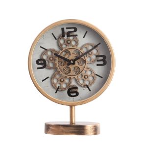 TQ-Y704 : Pluto Industrial Exposed Gear Movement Clock w/ footed stem - Gold
