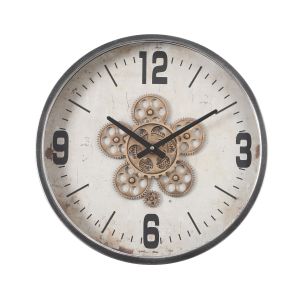 TQ-Y714 : D46cm Harold Modern Round Exposed Gear Movement Wall Clock - Natural w/black
