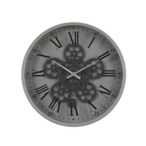 TQ-Y718 : D36cm Modern Navy round exposed movement gear wall clock - Grey