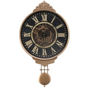 D40cm Kent Pendulum Exposed Gear Movement Wall Clock - Gold w/Black **SOLDOUT - DISCONTINUED**