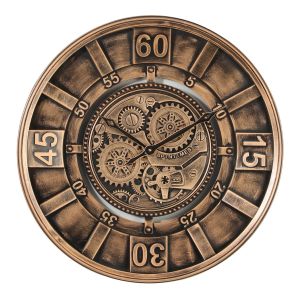 TQ-Y756 : D60cm Round Contara exposed gear movement Wall Clock - Bronze 