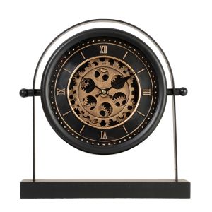 TQ-Y760 : St. John Bedside Table Exposed Gear Movement Clock - Black **AVAILABLE EARLY SEPTEMBER 2025**