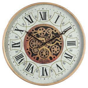 TQ-Y765 : D60cm Round Old Town exposed gear movement Wall Clock - Gold